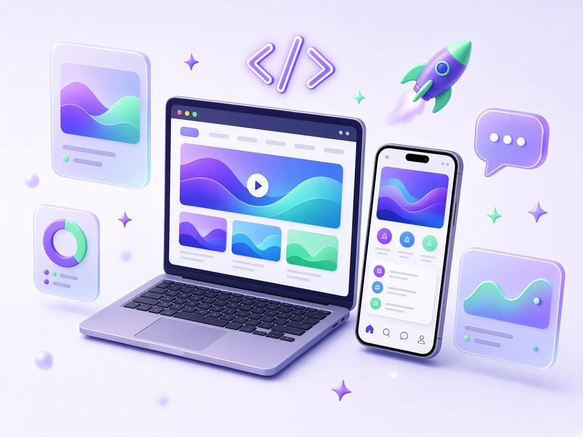 Laptop aur phone par sundar website aur app design — Winziya